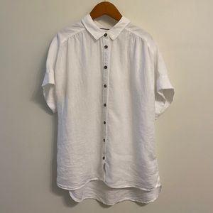 J. Crew Relaxed White Baird McNutt Irish Linen Button-Up Shirt